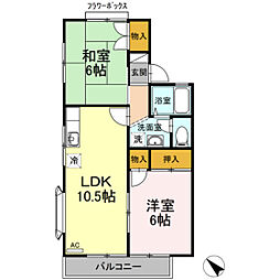 シャンフル岡田 2LDKの間取図画像