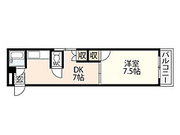 コーポ市村 1DKの間取図画像