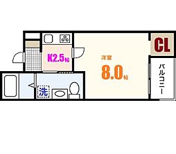 reve上安 1Kの間取図画像