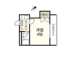 メゾングリーン 1Kの間取図画像
