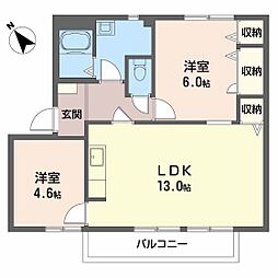 フレグランス三戸C 2LDKの間取図画像