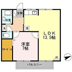 山田アパート 1LDKの間取図画像