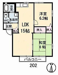 セントラルヴィレッジB 2LDKの間取図画像