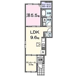 ベルクレール畝原 1LDKの間取図画像