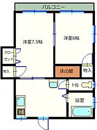 東カニヤ菊地 2DKの間取図画像