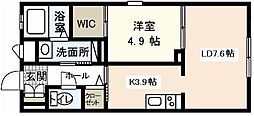 リアンエイト 1LDKの間取図画像