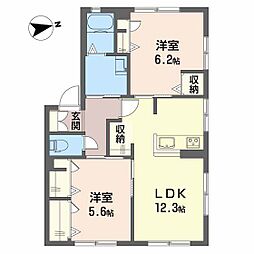 モア・サンパティークA 2LDKの間取図画像