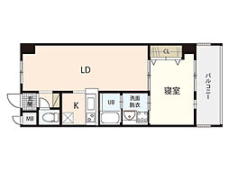 グレースコート東海田 1LDKの間取図画像