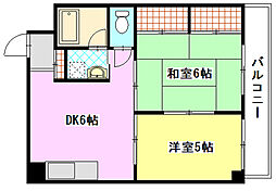ホワイティーナイン 2DKの間取図画像