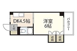 プロスパー楠木 1DKの間取図画像