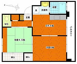 Sビル1 2DKの間取図画像