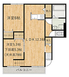 ウエストバレー皆賀 2LDKの間取図画像