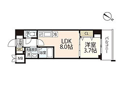 S-RESIDENCE広島駅enable 1LDKの間取図画像