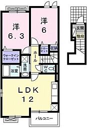 ソナチネB 2LDKの間取図画像