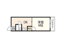メゾンドウエスト 1DKの間取図画像