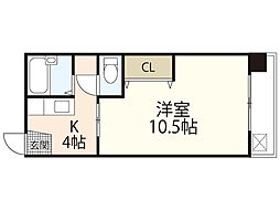 東白島第5山県ビル 1Kの間取図画像