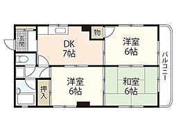 ベルメゾンドレミ 3DKの間取図画像