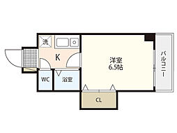 コーポ倉本 4階1Kの間取り