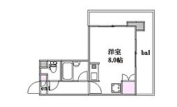 ライネスハイム 3階ワンルームの間取り