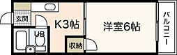 紅緑園ビル 3階1Kの間取り