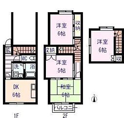 テラス井出口 1階3DKの間取り