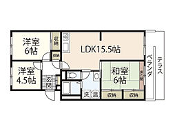 コープ野村牛田 1階3LDKの間取り