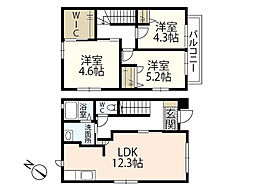 クレール東高須 1階3LDKの間取り