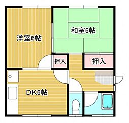 三宅第一アパート 2階2DKの間取り