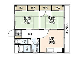 柿本ビル 2階2DKの間取り
