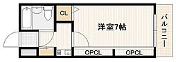 ジャルダン三筋 ワンルームの間取図画像