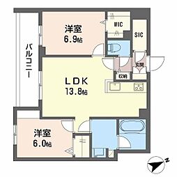 Ａｄｏｎｉｓ長束 2階2LDKの間取り