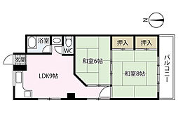下脇ビル 2LDKの間取図画像