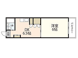 シャトー金口 1階1DKの間取り