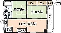 ＪＳビル美鈴園弐番館 4階2LDKの間取り