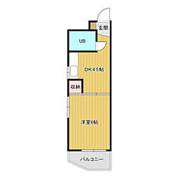 山崎マンション 4階1DKの間取り