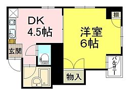 エクセルマンション府中町A 1DKの間取図画像