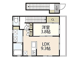 ルミエールメゾン 2階1LDKの間取り
