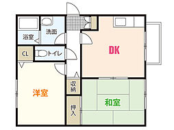 セジュール石田A 2DKの間取図画像