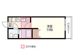 リヴェール海田 2階1Kの間取り