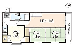 コーポラス大町I 2階3LDKの間取り