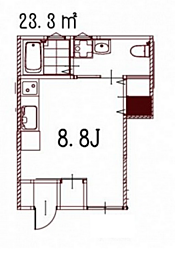 リノリノアパートメント五日市 1階ワンルームの間取り