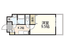 アイステージ牛田南 6階1Kの間取り