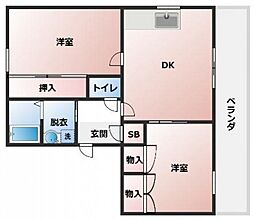サンコート長束 1階2LDKの間取り