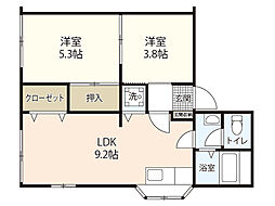 Ｍ’ｓ Ｍａｎｓｉｏｎ Ｂ 1階2LDKの間取り