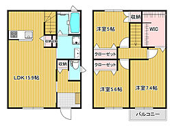 サンハイツ上安　B棟 3LDKの間取り