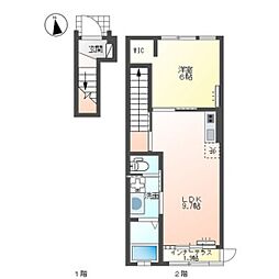 パーチェ 2階1LDKの間取り