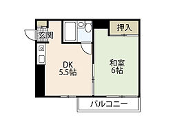 ダイアパレス土橋 1DKの間取図画像