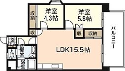 第二タウン皆賀 3階2LDKの間取り
