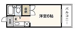 ウイング五日市 4階1Kの間取り