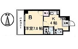 ファミーユ倉田 4階1Kの間取り